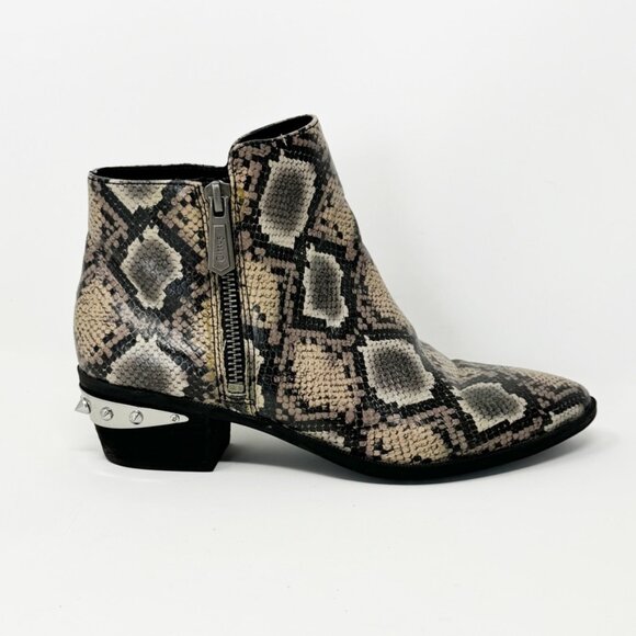 Circus Sam Edelman Women Reptile Faux Leather Studded Heel Zip Bootie Size 6.5 - Picture 2 of 15